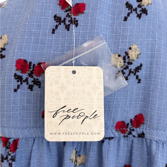 Free People Blue Dress with Red Floral Accents - Picture 6 of 14